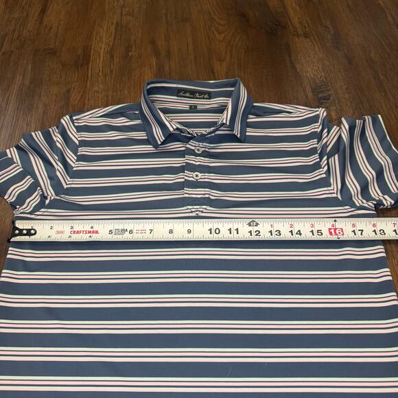 Southern Point Co. Boys LARGE blue, mint, and pink striped polo casual - Picture 4 of 8